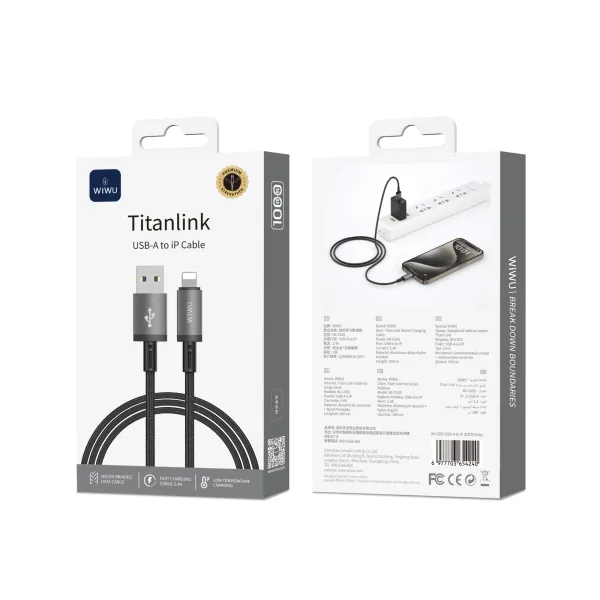 Кабель WIWU Titanlink USB-A to Lightning (Grey)